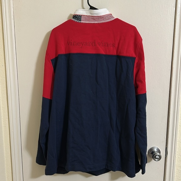 NWT Vineyard Vines Men's USA America Colorblock Mockneck Pullover 2XL - Picture 6 of 6